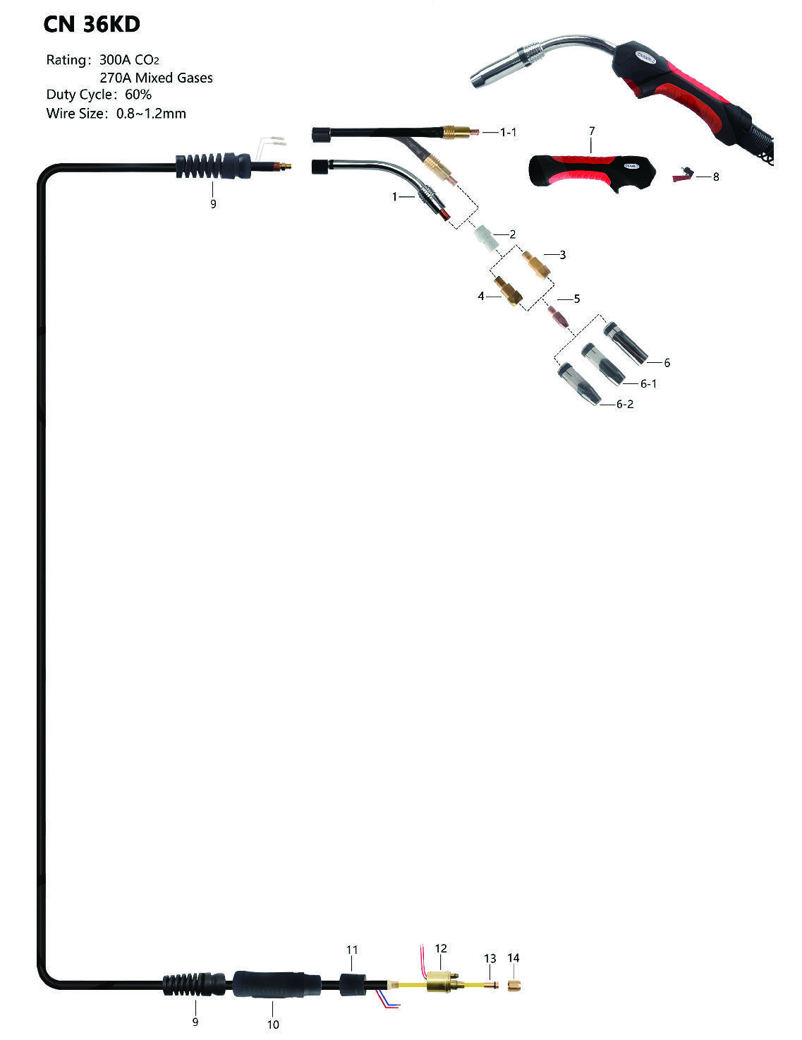 CN 36KD MIG Welding Torch for Industrial Applications