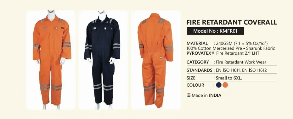 KOMY KMFR01 work coverall with Pyrovatex treatment